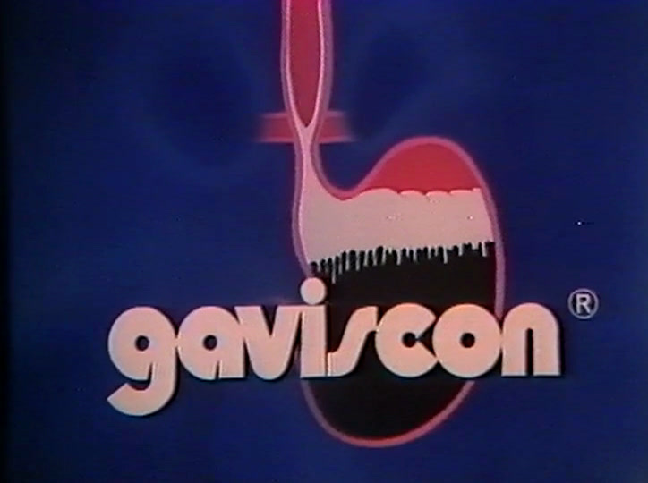 The same diagram with a pale foam layer over the contents and the gaviscon logo across it