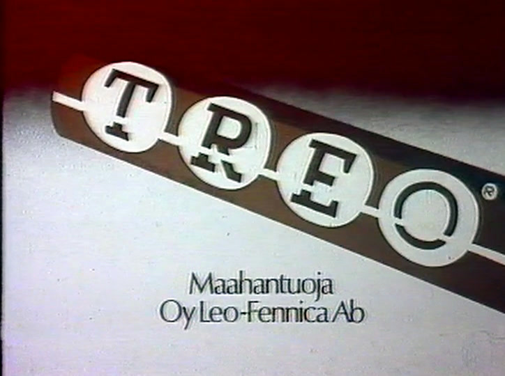 End card: TREO in disc letters above Maahantuoja Oy Leo-Fennica Ab