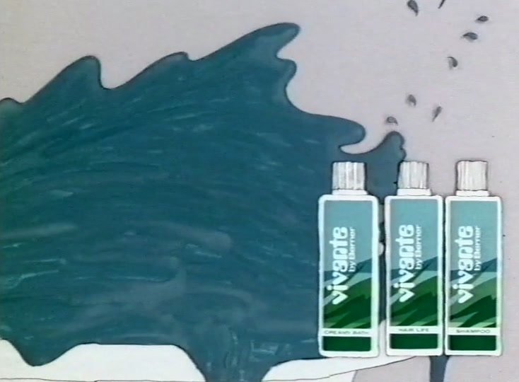Teal water rears up in a drawn wave, three upright Vivante bottles at the right.