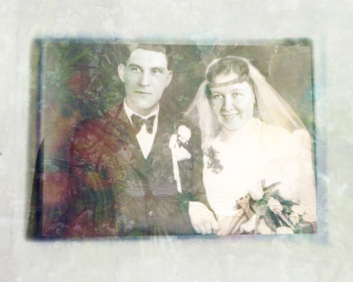 Still from Learned by Heart — vintage wedding photograph