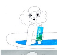 Vivante still — woman in the bath holding a Vivante tube