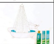Vivante still — shower scene with three Vivante product tubes